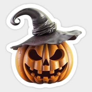 Halloween Jack-o-Lantern in Witch Hat Sticker